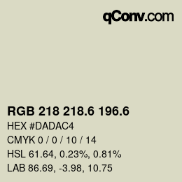 カラーコード: RGB 218 218.6 196.6 | qconv.com