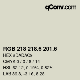 カラーコード: RGB 218 218.6 201.6 | qconv.com