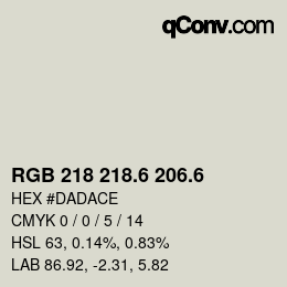 カラーコード: RGB 218 218.6 206.6 | qconv.com