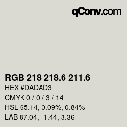 カラーコード: RGB 218 218.6 211.6 | qconv.com