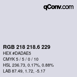 カラーコード: RGB 218 218.6 229 | qconv.com
