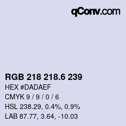 カラーコード: RGB 218 218.6 239 | qconv.com
