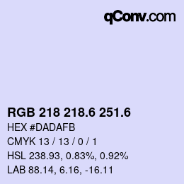 カラーコード: RGB 218 218.6 251.6 | qconv.com
