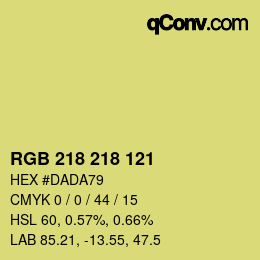 Farbcode: RGB 218 218 121 | qconv.com