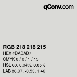 Color code: RGB 218 218 215 | qconv.com