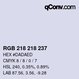 Color code: RGB 218 218 237 | qconv.com