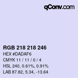 Color code: RGB 218 218 246 | qconv.com
