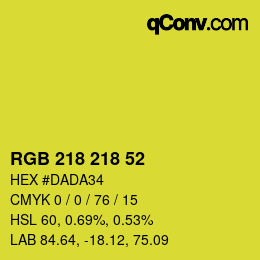 Color code: RGB 218 218 52 | qconv.com