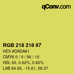 Color code: RGB 218 218 97 | qconv.com