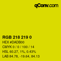 カラーコード: RGB 218 219 0 | qconv.com