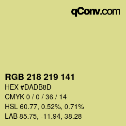 カラーコード: RGB 218 219 141 | qconv.com