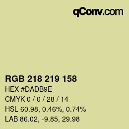 カラーコード: RGB 218 219 158 | qconv.com