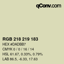 カラーコード: RGB 218 219 183 | qconv.com