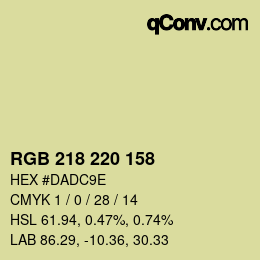 Farbcode: RGB 218 220 158 | qconv.com