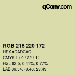 カラーコード: RGB 218 220 172 | qconv.com