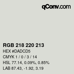 カラーコード: RGB 218 220 213 | qconv.com
