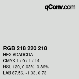 Color code: RGB 218 220 218 | qconv.com