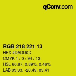 カラーコード: RGB 218 221 13 | qconv.com