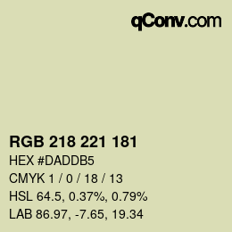 Color code: RGB 218 221 181 | qconv.com