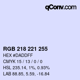 Color code: RGB 218 221 255 | qconv.com