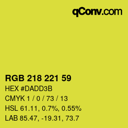 Color code: RGB 218 221 59 | qconv.com