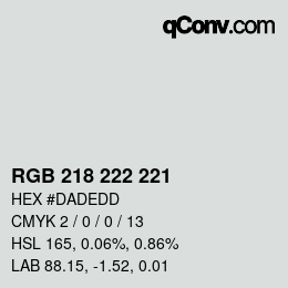 カラーコード: RGB 218 222 221 | qconv.com
