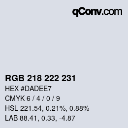 颜色代码: RGB 218 222 231 | qconv.com