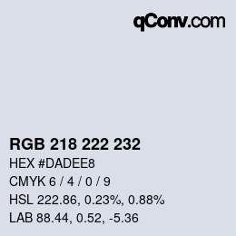 颜色代码: RGB 218 222 232 | qconv.com
