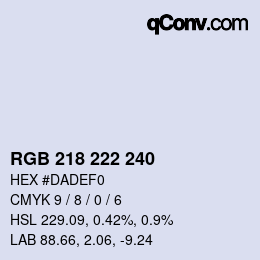 Farbcode: RGB 218 222 240 | qconv.com