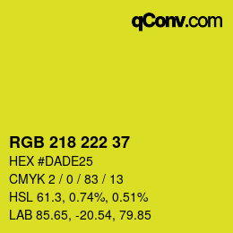 Color code: RGB 218 222 37 | qconv.com