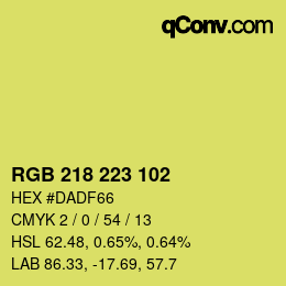 Código de color: RGB 218 223 102 | qconv.com