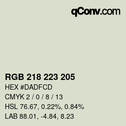 カラーコード: RGB 218 223 205 | qconv.com
