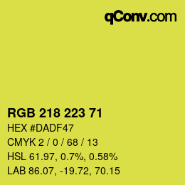 Color code: RGB 218 223 71 | qconv.com