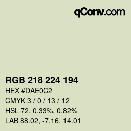 Color code: RGB 218 224 194 | qconv.com