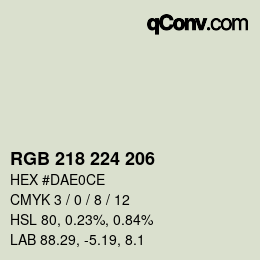 カラーコード: RGB 218 224 206 | qconv.com