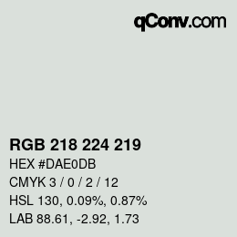 Código de color: RGB 218 224 219 | qconv.com