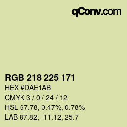 カラーコード: RGB 218 225 171 | qconv.com