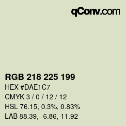 Color code: RGB 218 225 199 | qconv.com