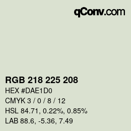 颜色代码: RGB 218 225 208 | qconv.com