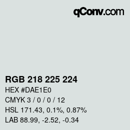 Farbcode: RGB 218 225 224 | qconv.com