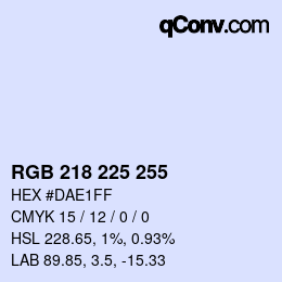 カラーコード: RGB 218 225 255 | qconv.com