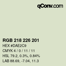Color code: RGB 218 226 201 | qconv.com