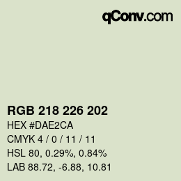 颜色代码: RGB 218 226 202 | qconv.com