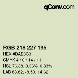 カラーコード: RGB 218 227 195 | qconv.com