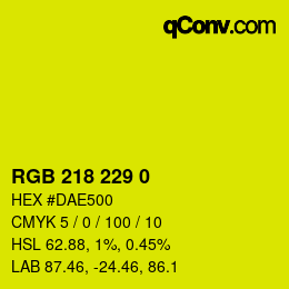 Color code: RGB 218 229 0 | qconv.com