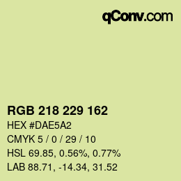 Color code: RGB 218 229 162 | qconv.com