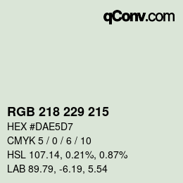 カラーコード: RGB 218 229 215 | qconv.com