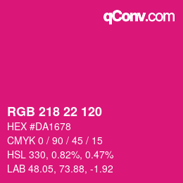 Color code: RGB 218 22 120 | qconv.com