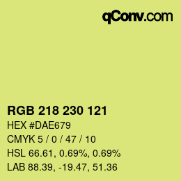 Color code: RGB 218 230 121 | qconv.com