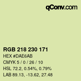 カラーコード: RGB 218 230 171 | qconv.com